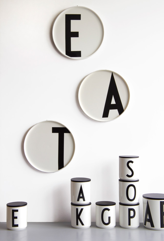 Plates with Arne Jacobsen typography
