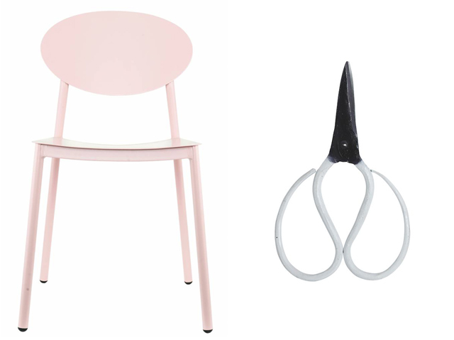 Pink chair and white scissors from House Doctor