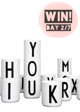 A week full of prizes! Today I get to give away 3 beautiful mugs from Design Letters on behalf of Kleuroptafel. Good luck!